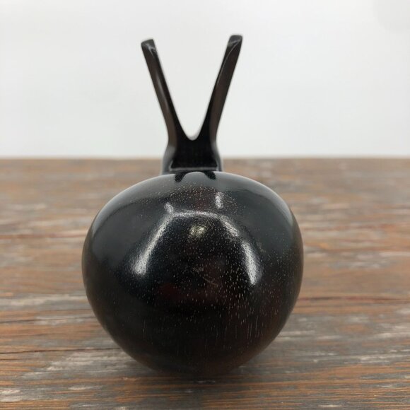 Vintage Hand Crafted Dark Wood Rabbit Figurine 3" Abstract Polished Mid Century - Picture 3 of 10